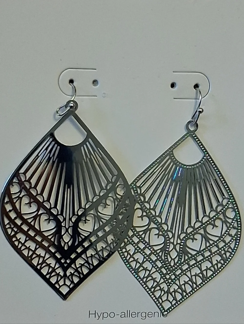 Time And Tru Silvertone Filigree Teardrop Hypoallergenic Earrings